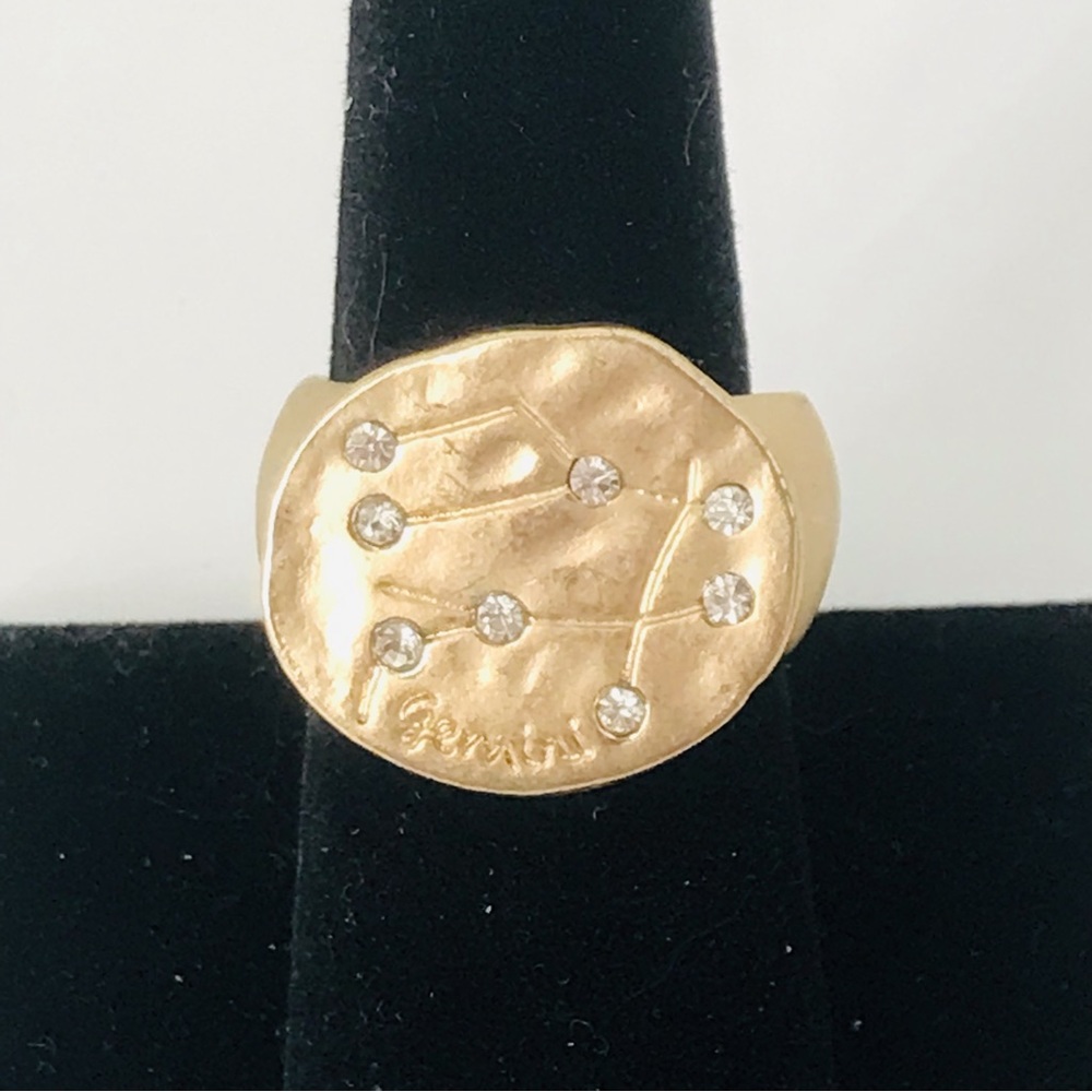 3/$15 Gold Tone Gemini Rhinestone Constellation Ring